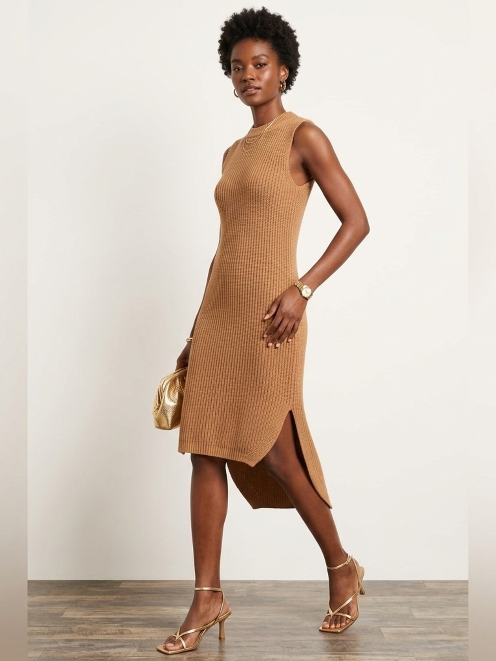 Callahan Cotton Knit Dress Caramel color size M medium